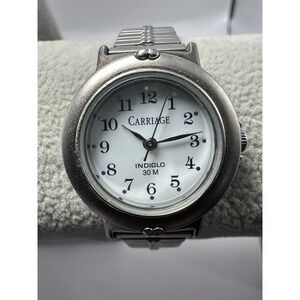 Carriage By Timex Indiglo Ladies Watch New Battery 26MM 6" Stretch Band A56